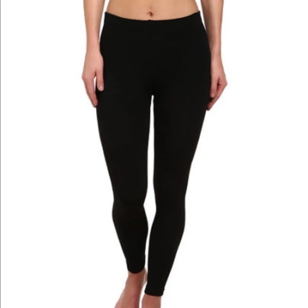 Plush Fleece Lined Tights Footless In Black